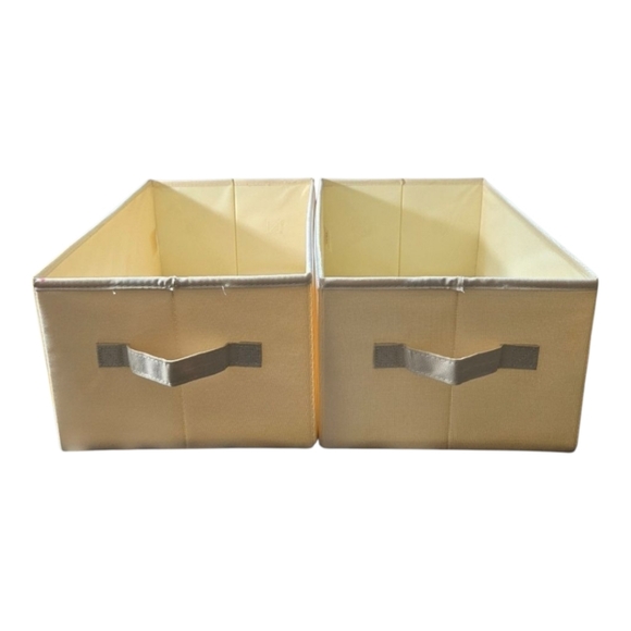 (2) foldable Cream Colored fabric storage bins NWOT - Picture 1 of 5